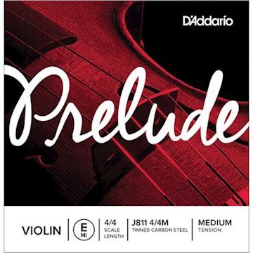 Daddario - j811-44m prelude vioolsnaar e-1 4/4, plain steel