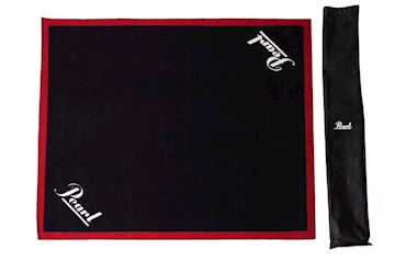 Pearl - ppbrbrsm drum mat, 168cm x 137cm zwart met rode rand