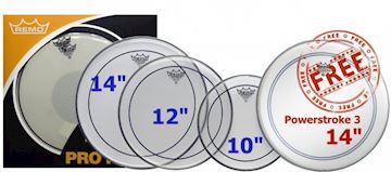 Remo - pp-0310-ps pinstripe clear 10", 12", 14" + 14" powerstroke 3