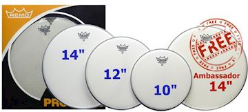 Remo - pp-1020-bepack 10", 12", 14" emperor coated + 14" ba-0 pro