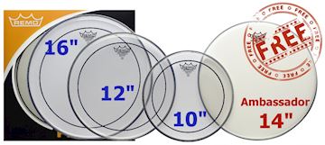 Remo - pp-1870-ps pinstripe clear 10", 12", 16" + 14" ambassador